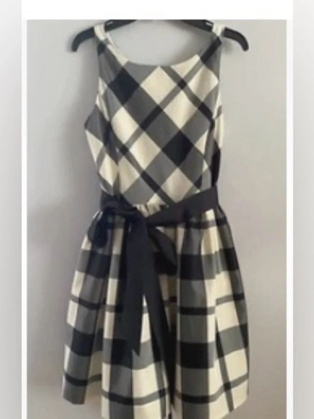 Ralph Lauren Black & White Sleeveless Plaid Fit-and-Flare Dress youth girl
